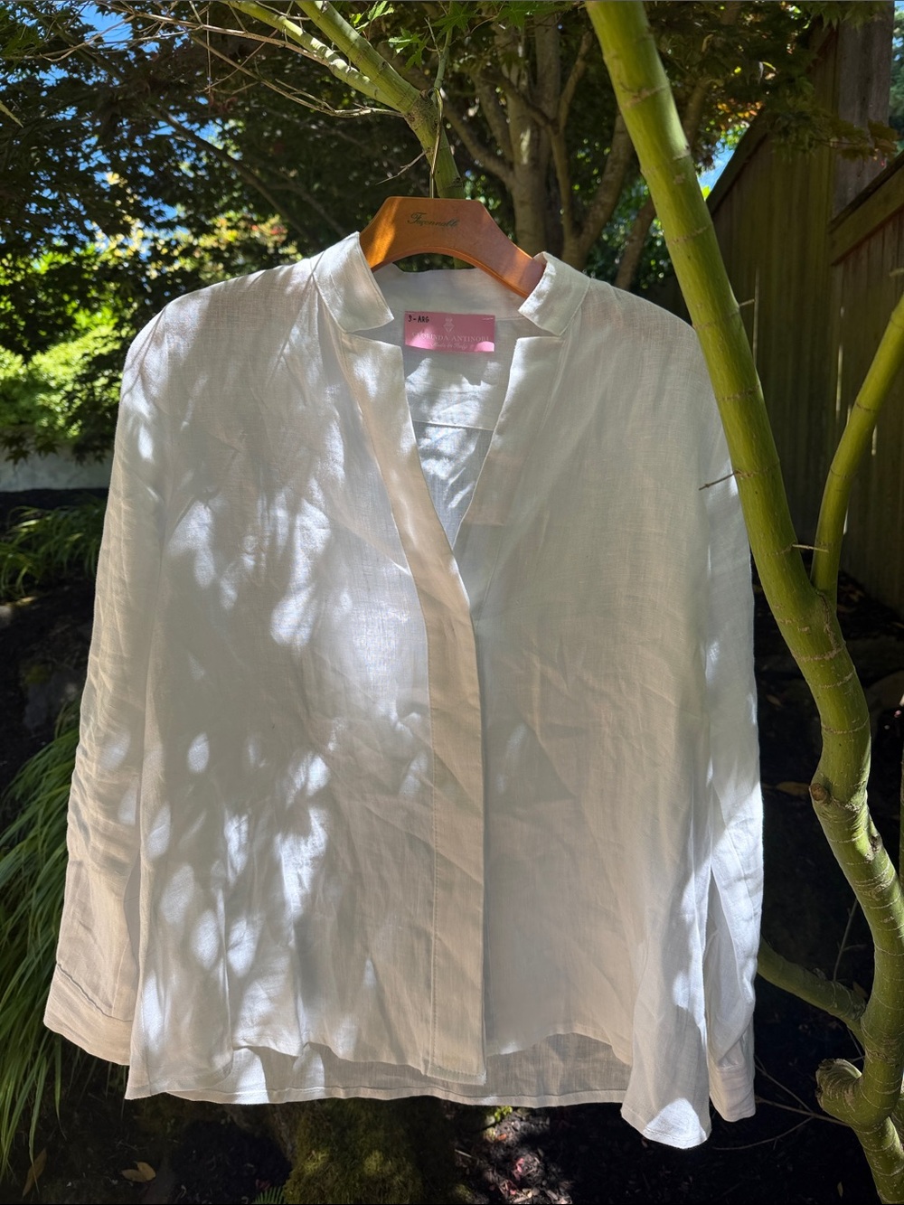 Clorinda Antinori 100% Linen White Button Front Blouse Made in Italy S